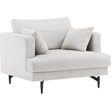 Fauteuil en Velours Côtelé "Sofia" 104cm Beige (1/5)