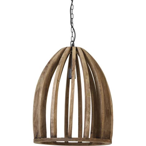 Light & Living - lámpara colgante - Haranka - marrón - madera - (1/3)