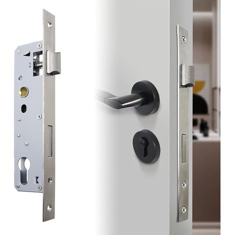 85 x 30 mm Serrure à Encastrer Tubulaire pour Porte en Métal, Argent (1/5)