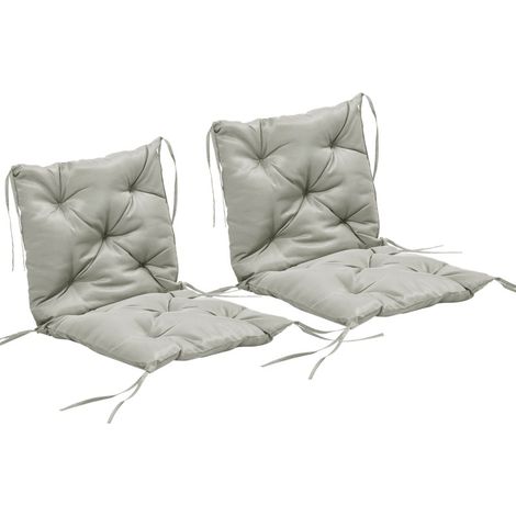 Set di 2 cuscini per seduta 98 x 50 x 8 cm grigio chiaro con laccetti (1/5)