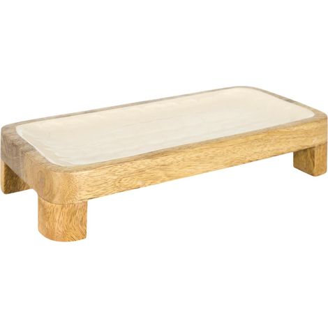 Plat de Présentation en Bois "Nerina" 30cm Beige