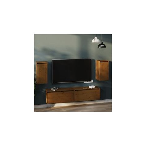 Armoires murales 2pcs Marron miel 30x30x60 Bois de pin massif (1/5)