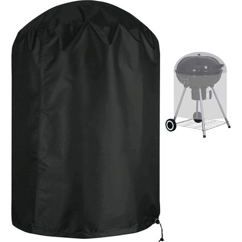 royaluxe -Housse imperméable et résistante à la déchirure pour grill à balles 210D Oxford UV fabric with side windbreak Black Φ70 x 91cm (1/5)
