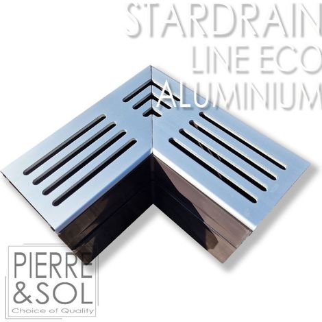 Caniveau étroit 6,5 cm Grille aluminium - StarDrain - LINE ECO - Élément d'angle