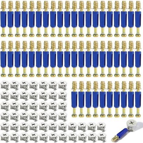 50 pezzi di connettori eccentrici per mobili da 40 mm, connettori per mobili, connettori per armadi, viti per mobili, con camma eccentrica e perno di montaggio del bullone (1/5)