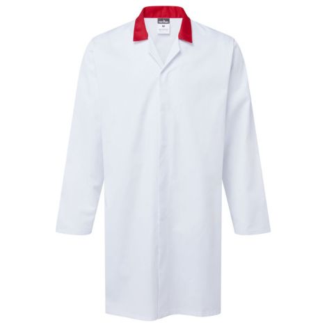 Abrigo sin bolsillo para la industria alimentaria PORTWEST 2210 L Blanco/Rojo (1/2)
