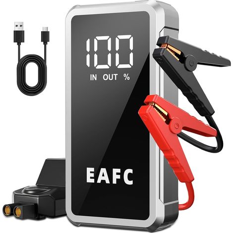 5000A Booster Batterie Voiture, 12V Demarreur Batterie Voiture (Maximum 10L Essence/6L Diesel), Demarreur Batterie Moto Portatif avec 3 Modes LED, écran LCD, Sorties USB 2.0 (1/5)
