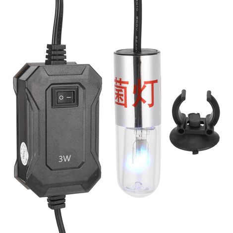 Lumière Propre pour Aquarium 3 W, UV étanche pour Aquarium, Lampe de Nettoyage de l'eau 10 000 Heures de lumière Submersible avec Ventouse de Fixation pour Nettoyer (1/5)