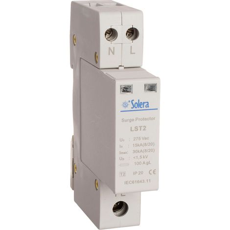 PROTECTOR SOBRETENSION 1P+N 30KA 275V TRANSITORIO 1 MODULO SOLERA (RETRACTILADO) LST2 (1/2)