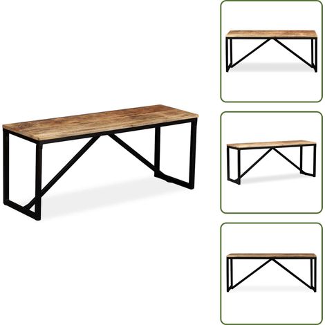 Banc 110 x 35 x 45 cm Bois de manguier massif - Banc Industriel - Banc Entrée - Banc Design - Mobilier Vintage - Banc Bois Massif