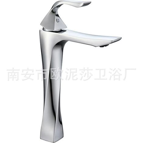 Cross-border hot and cold water basin faucet, bathroom splash-proof zinc alloy twisted heightened bathroom sink faucet - electroplated high-profile