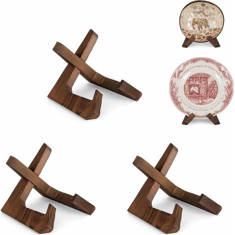 Lot de 3 - Support Bol - Présentoir Bois - Structure Croisée Stabilisée - Pour Cuisine Salle À Manger - Naturel - 12,2x10x9 cm (1/5)