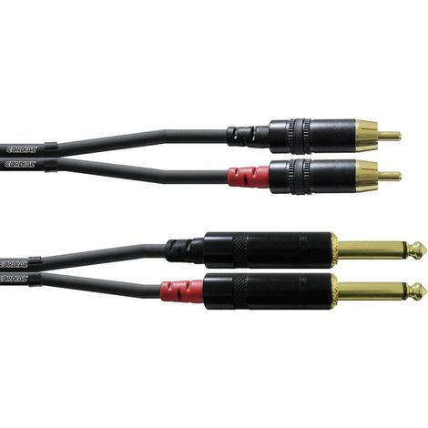 Câble adaptateur audio [2x Jack mâle 6.35 mm - 2x Cinch-RCA mâle] Cordial CFU1,5PC noir 1.50 m (1/3)