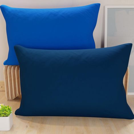 Lot de 2 Taies d'oreiller de Lit 60x40 cm, Housses de Coussin Unies Double Face Bleu électrique Bleu Nuit, Taie Oreiller 100% Microfibre Hypoallergénique