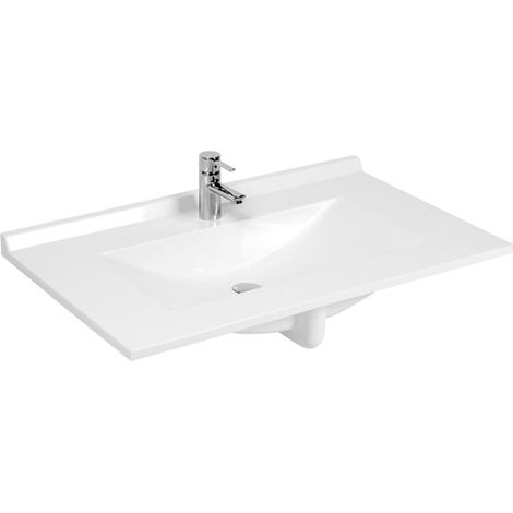 Cuisibane – Plan simple vasque rectangulaire 90 cm en résine synthétique – Dosseret 3 cm – Vidage moulé pour éviter fuites – Compatible meubles 55 cm (1/5)