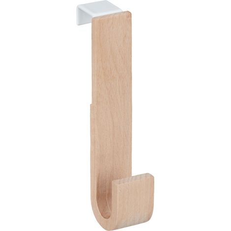Lote de 5 ganchos de puerta minimalistas prácticos 13 x 2,5 x 6 cm de madera de haya natural 130009069 (1/5)