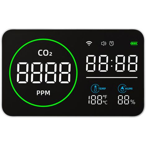 QORVA-Détecteur intelligent WiFi PV1000-DW 4 en 1, moniteur portable de dioxyde de carbone, qualité de l’air intérieur, température et humidité, alarme CO2, pour maison, voiture, serre, voyage,de