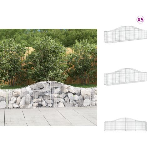 Blumentöpfe & Pflanzgefäße - Living Gabionen mit Hochbogen 5 Stk. 200x30x40/60 cm Verzinktes Eisen (1/5)