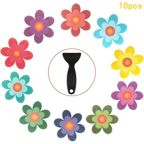 (10 Stück) Rutschfeste Badewannenaufkleber, rutschfeste Duschaufkleber, blumenförmige rutschfeste Klebestreifen (1/5)