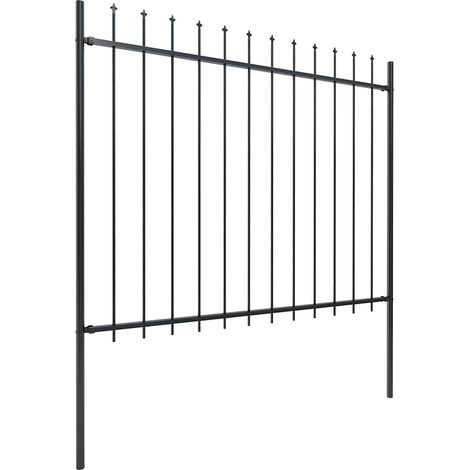 Gartenzaun mit Spitzen aus Stahl 8,5 x 1,5 m Schwarz