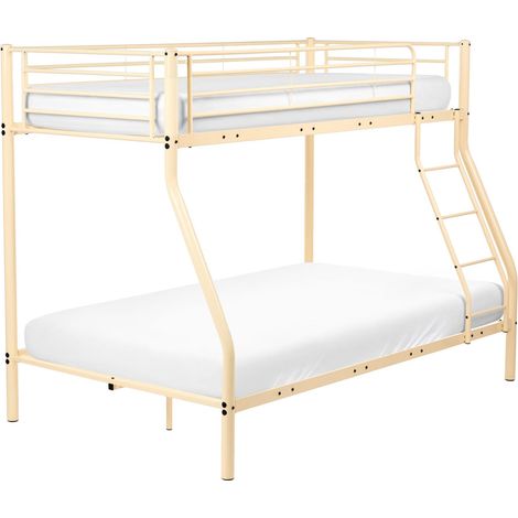 Single over Small Double Bunk Bed Beige Steel High Sleeper Children Kids Bedroom CHADURIE (1/5)