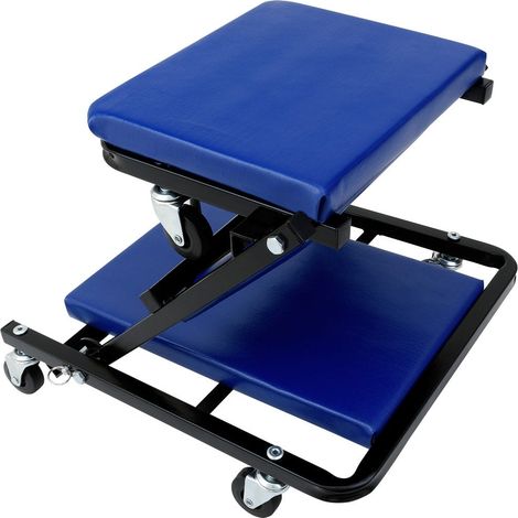 Taburete de mecánico y camilla para coche 2 en 1, azul, capacidad de carga: 150 kg (1/5)