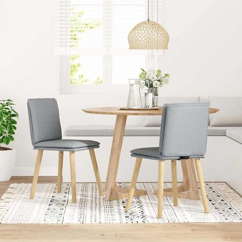 Lot de 2 Chaises à manger,Chaise de cuisine gris clair tissu CFW30495 (1/5)