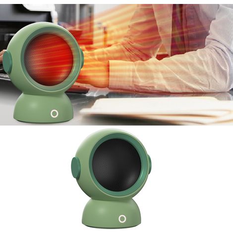 Chauffage soufflant portable, silencieux, à chauffage rapide, mini chauffage d'appoint, prise UE 220 V, vert, pour bureau ou table. (1/5)