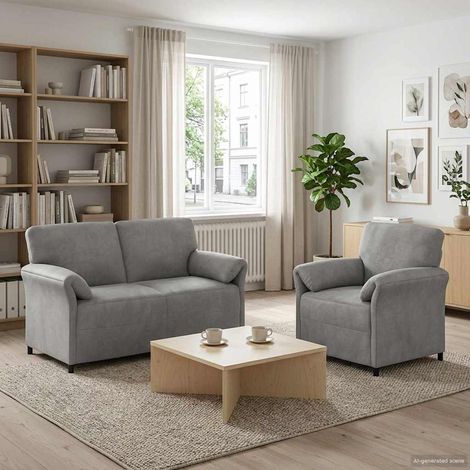 vidaXL Ensemble de Canapés 2 pc Gris clair Velours (1/4)