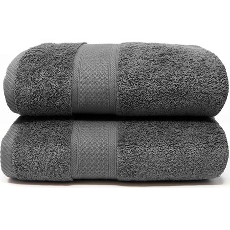 Lot de 2 Serviettes de Bain Coton Serviette de Douche et Toilette Douces Absorbantes et Linge de Bain pour Toute la Famille 2 80x160 cm