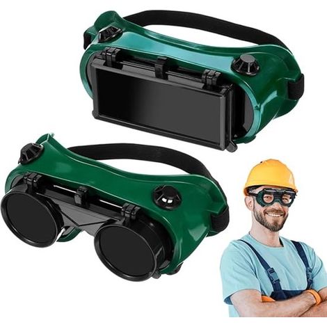 Set di 2 occhiali di sicurezza ribaltabili，occhiali da saldatura，occhiali di protezione da lavoro ossiacetilenici colorati per torce di saldatura (1/5)