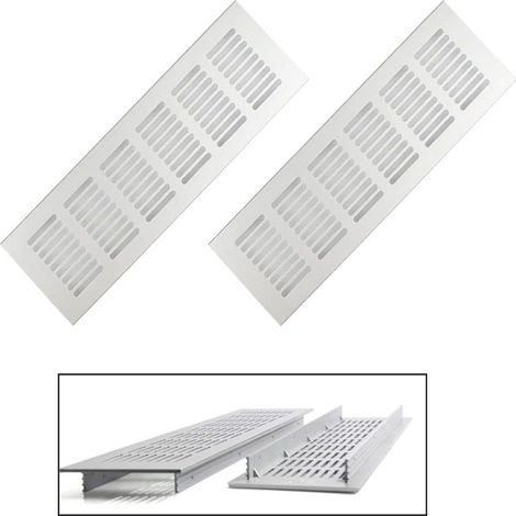Grille De Ventilation - Aluminium - 80 X 250 Mm - Pour Armoire Et Espace Confine - 2 Pieces (1/5)