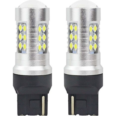 2er-Set LED-Lampen T20 W21W CANbus 3030 24 SMD 12V–24V weißes Licht