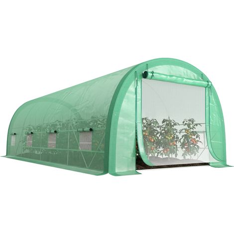Outsunny Walk-in Tunnel Greenhouse, Upgraded Structure, Mesh Door & Windows (1/5)
