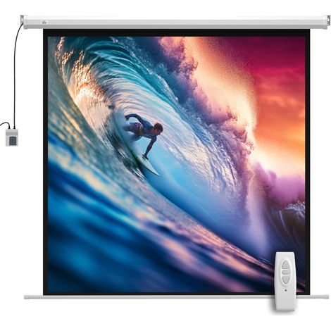 Écran de projection enroulable 85 pouces 176,5×176,5 cm format 1:1 HD 4K home cinéma bureau (1/5)