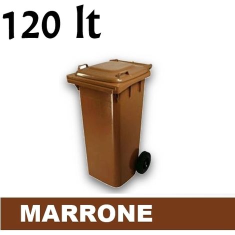 Cassonetto/Pattumiera/Contenitore/Bidone per raccolta rifiuti uso esterno 120lt Marrone