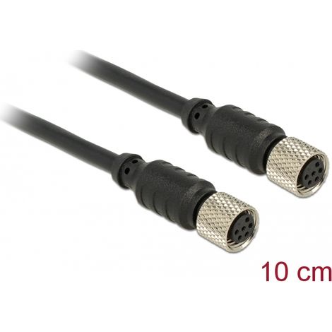 M8 Sensor- / Aktorkabel 6 Pin Buchse zu 6 Pin Buchse wasserdicht 10 cm Delock