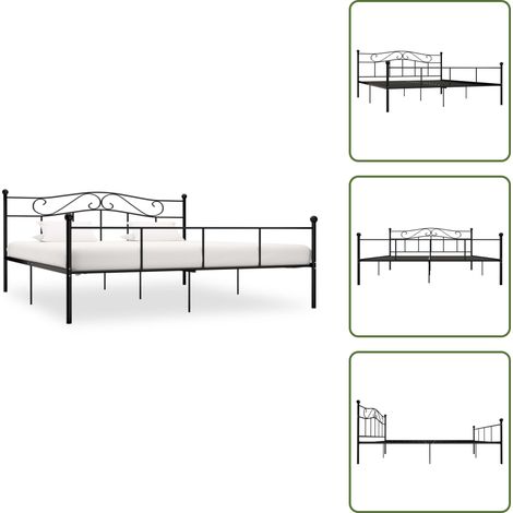 Cadre de lit sans matelas noir métal 180x200 cm - Cadre De Lit - Lit Double - Lit Metal - Literie - Meuble Chambre (1/5)