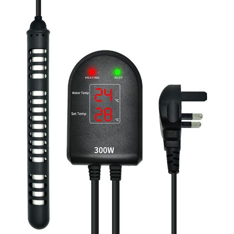 Aquarium Heater 300W Fish Tank Heater with Separate Temperature Controller and Dual LED Displays, Tropical Fish Heater with Protective Case Suitable for 150-350L Fish Tank