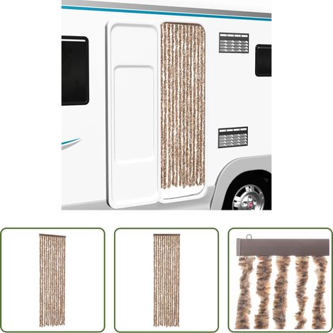 vidaXL Cortina antimoscas chenilla beige y marrón oscuro 56x185 cm (1/5)