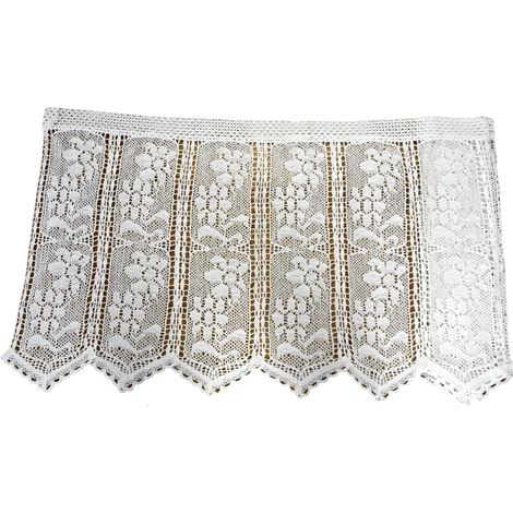 Rideau blanc au crochet 60x200, rideau en dentelle de coton blanc (1/5)