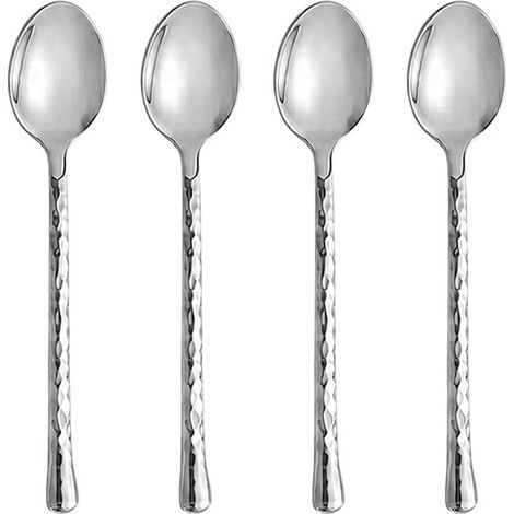 Lot de 4 Cuillères à Dessert et Café en Acier Inoxydable Argenté pour Table et Cuisine - 14 cm - PANGIVO (1/3)