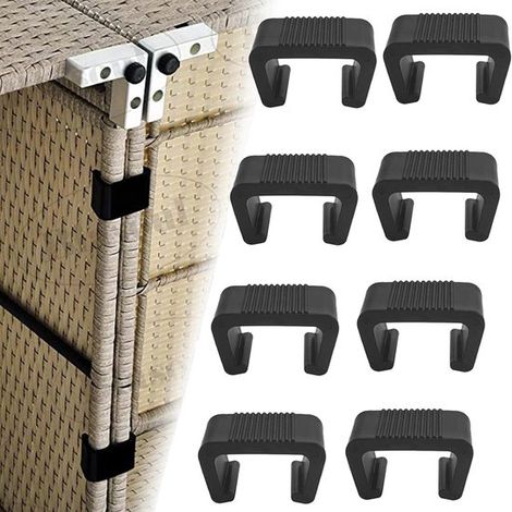 Confezione da 8 clip per mobili da giardino in rattan, clip in plastica per mobili, clip per panchine in rattan, mobili da giardino, connettori per panchine per patio e mobili da giardino. (1/5)