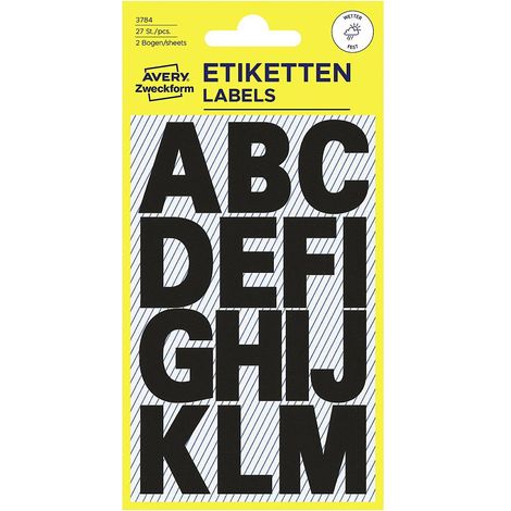 Etiketten 3784 Buchstaben wetterfest schwarz 2 Bogen