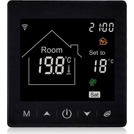 Termostato eléctrico programable WiFi Tuya, termostato digital inteligente para dormitorio, ahorro de energía (negro 16 A)