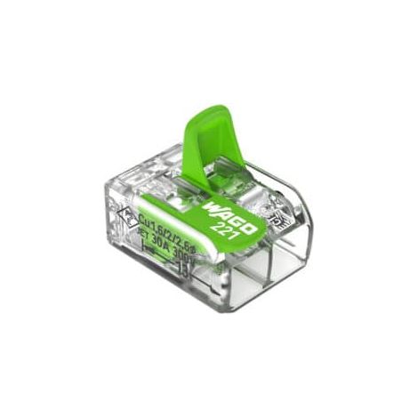 Borne WAGO 221 - 2x6mm² à leviers souple & rigide - Boite de 50 - 221-622 - Wago