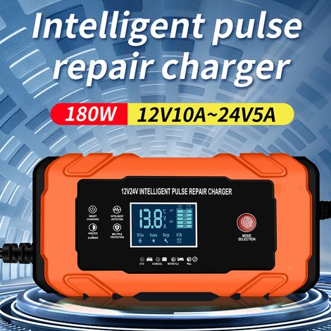 Ortviai Chargeur de Batterie Automobile 12 V / 24 V avec Affichage Numérique et Compensation Thermique pour Voiture, Moto, Bateau (1/5)