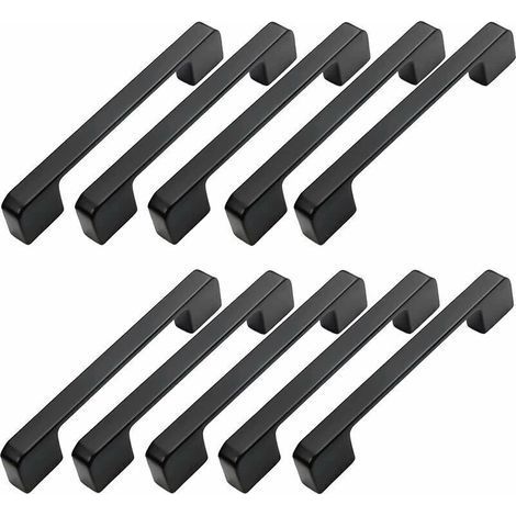 10 Möbelgriffe, 160 mm Lochabstand – Schwarze Küchentürgriffe, Stangengriffe, Schwarze Küchengriffe, 160 mm (1/5)