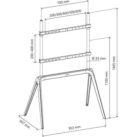 STAFFA  PAVIMENTO PER TV 55-86 LOAD 60KG 600X400 BIANCO METAL