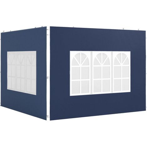 Set of 2 side panels for 3x3 and 3x6 gazebos, waterproof, with windows, blue (1/5)